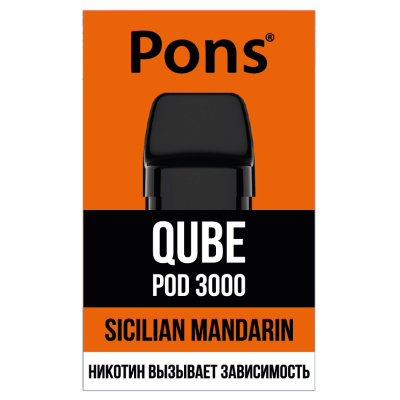 Картридж Pons Qube Pod 3000 заправленный Сицилийский Мандарин - фото - 1